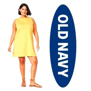 Old Navy Vintage A-Line Mini Dress Sunlit Yellow Sleeveless Crewneck NWT XXL